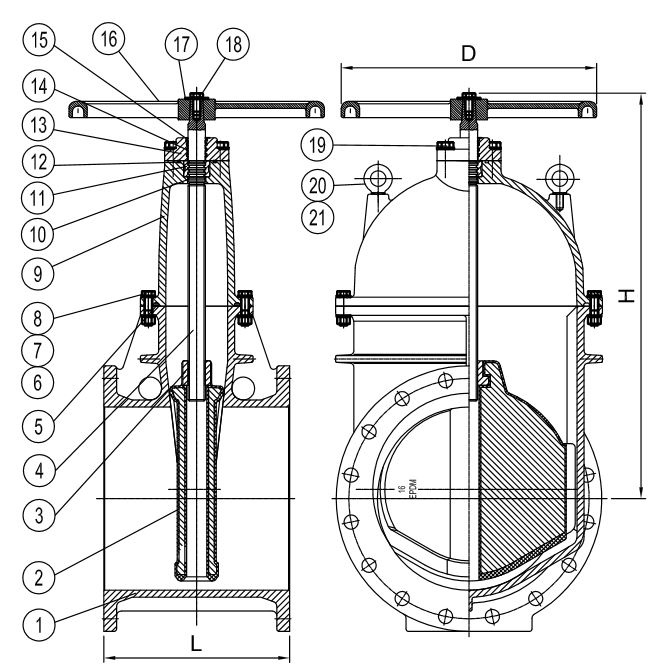 UL Listed Large Diameter NRS Gate Valves Mechanical Joint Ends